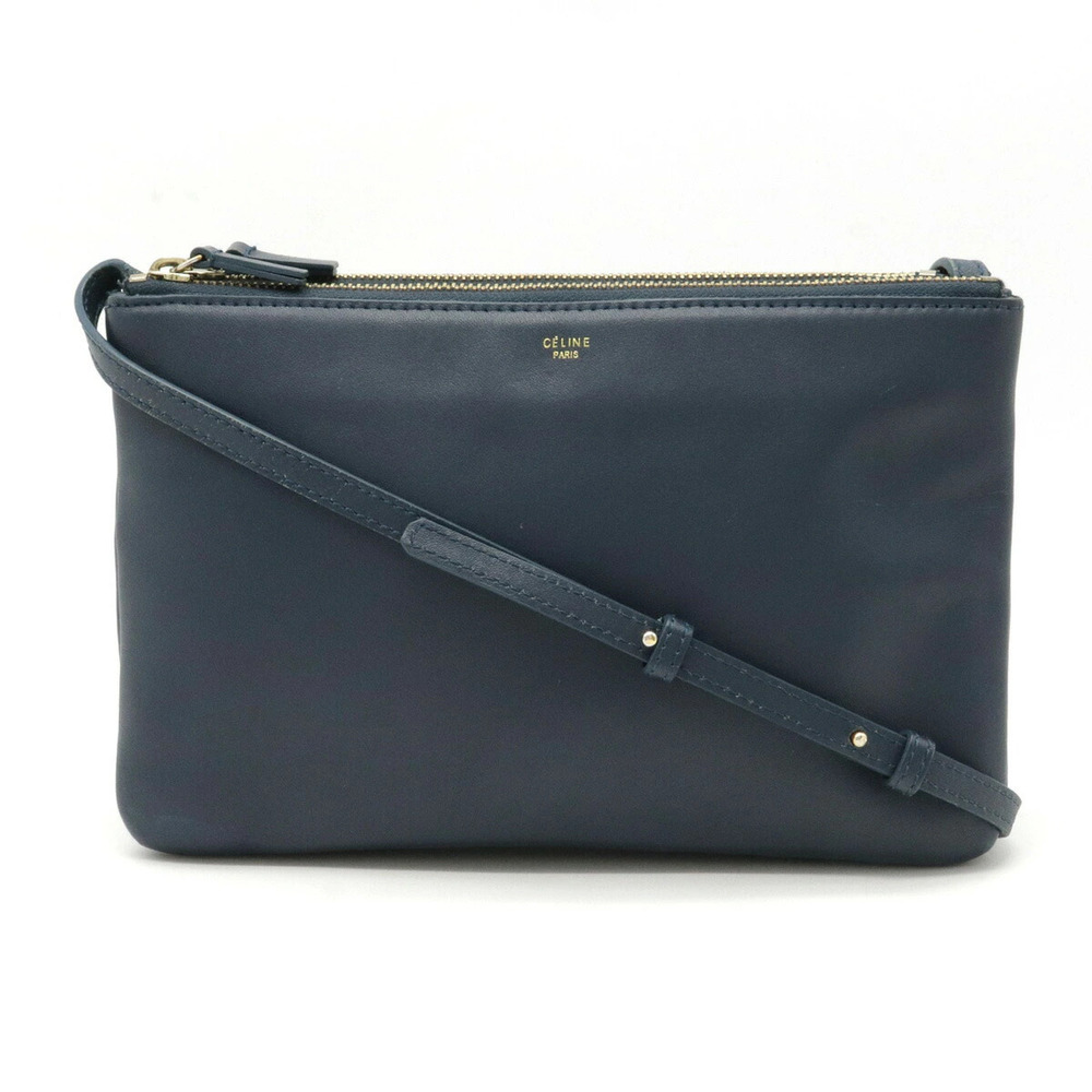 Celine Trio Crossbody Bag Lambskin Leather Navy Blue